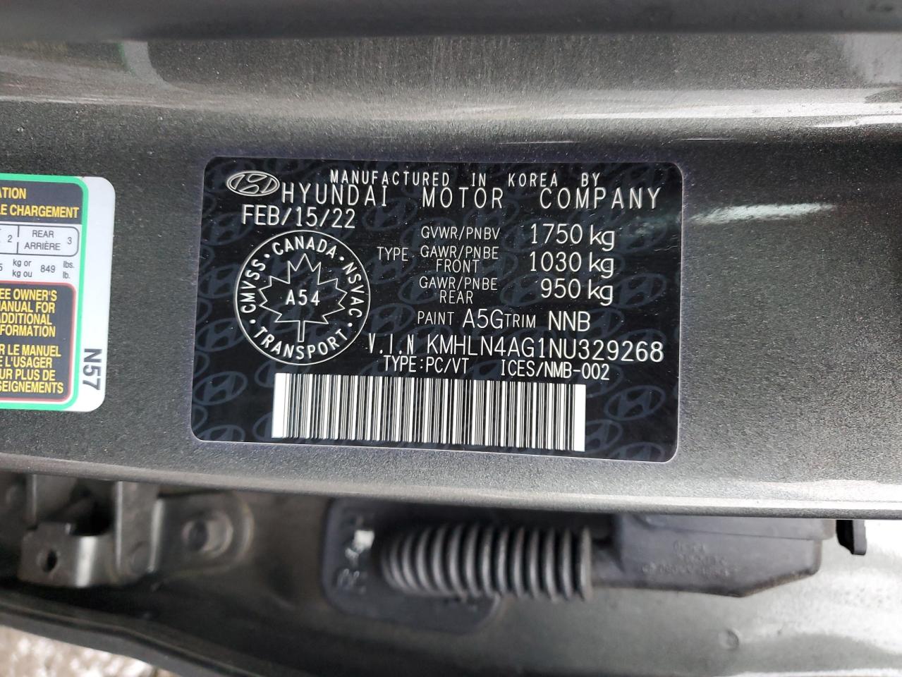 2022 HYUNDAI ELANTRA SEL VIN:JHMGE8G33BS001292