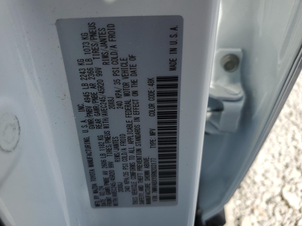 2024 MAZDA CX-50 BASE VIN:7MMVABXY8RN203177