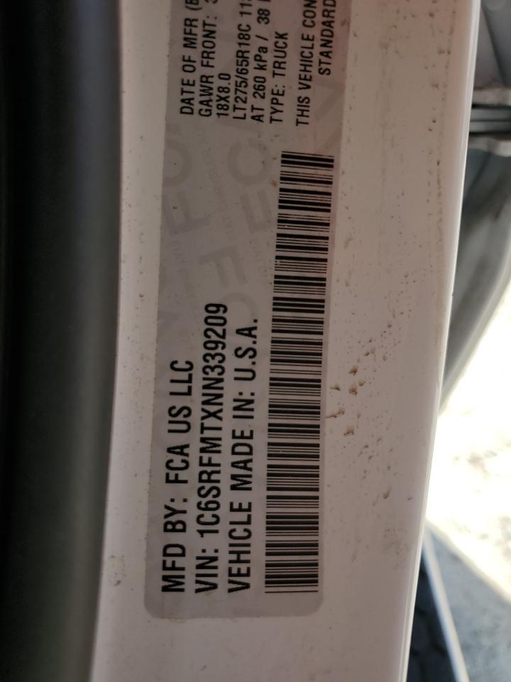 2022 RAM 1500 BIG HORN/LONE STAR VIN:1C6SRFMTXNN339209