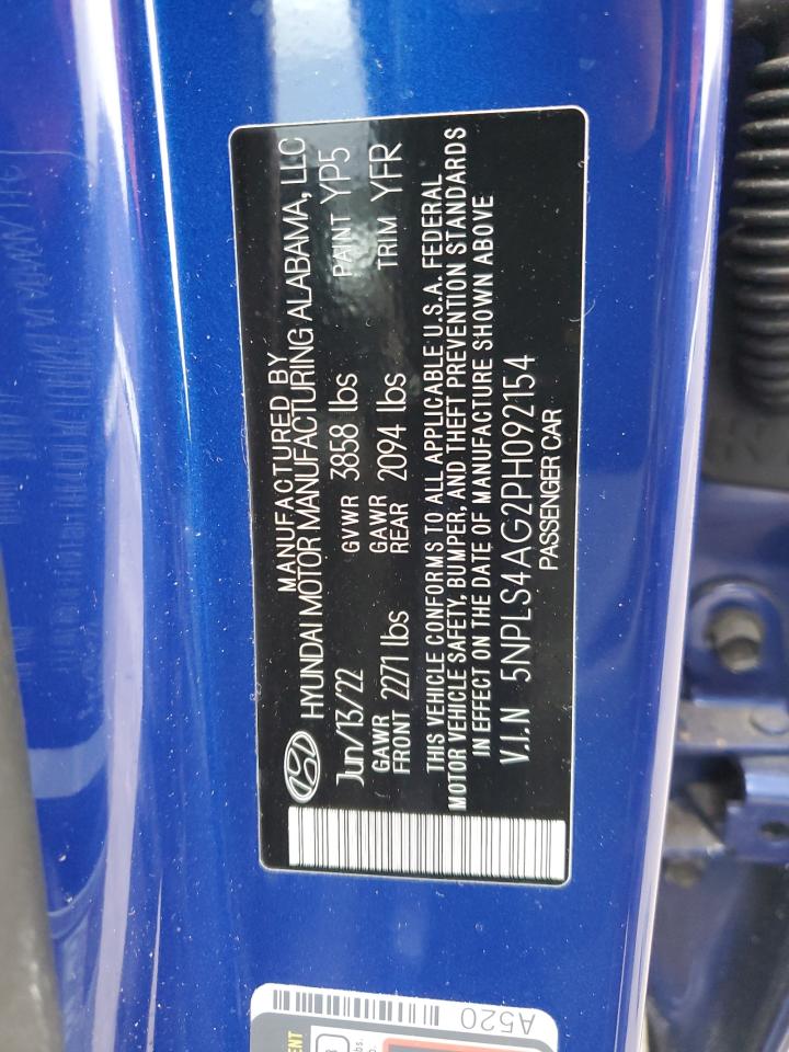 2023 HYUNDAI ELANTRA SEL VIN:5NPLS4AG2PH092154