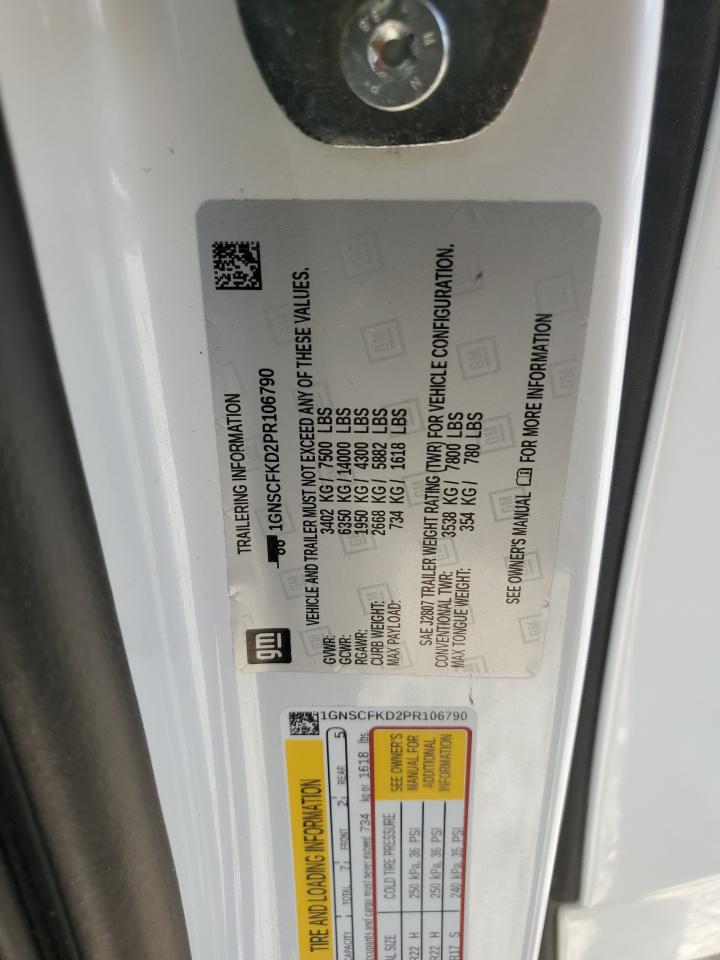 2023 CHEVROLET SUBURBAN C1500 PREMIER VIN:1GNSCFKD2PR106790