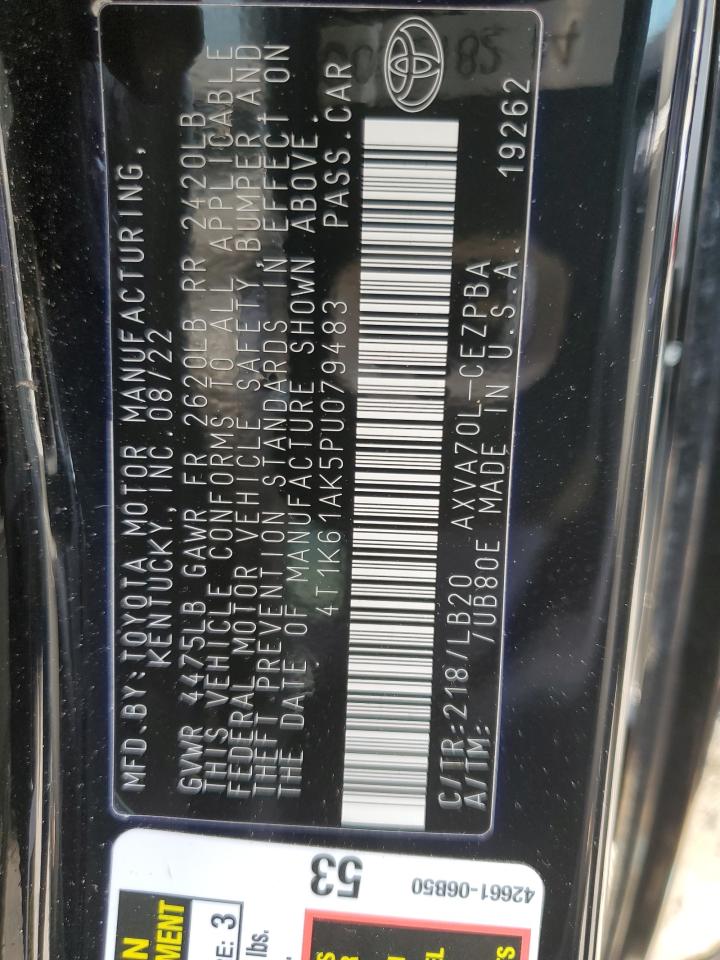 2023 TOYOTA CAMRY XSE VIN:4T1K61AK5PU079483