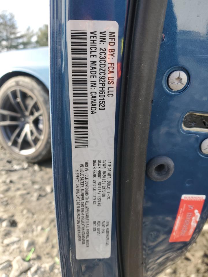 2023 DODGE CHALLENGER SRT HELLCAT VIN:2C3CDZC92PH601520