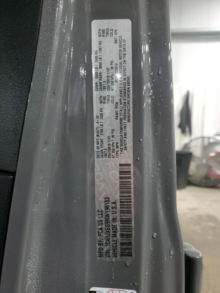 2022 JEEP WRANGLER UNLIMITED SAHARA VIN:1C4HJXEG9NW196183