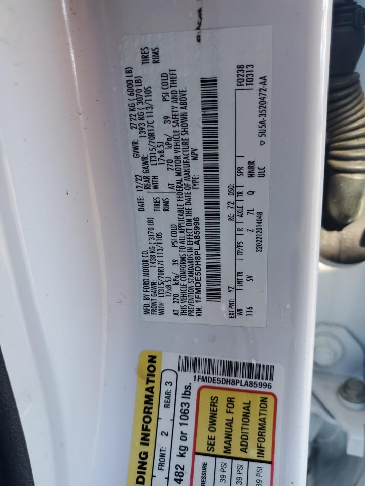 2023 FORD BRONCO BASE VIN:1FMDE5DH8PLA85996