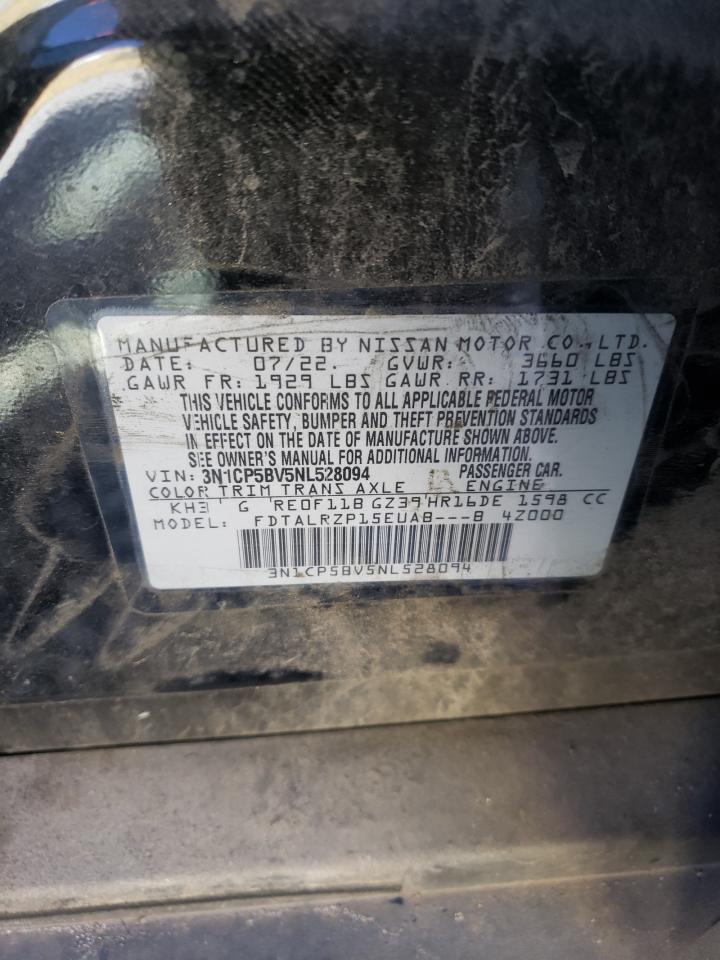 2022 NISSAN KICKS S VIN:3N1CP5BV5NL528094