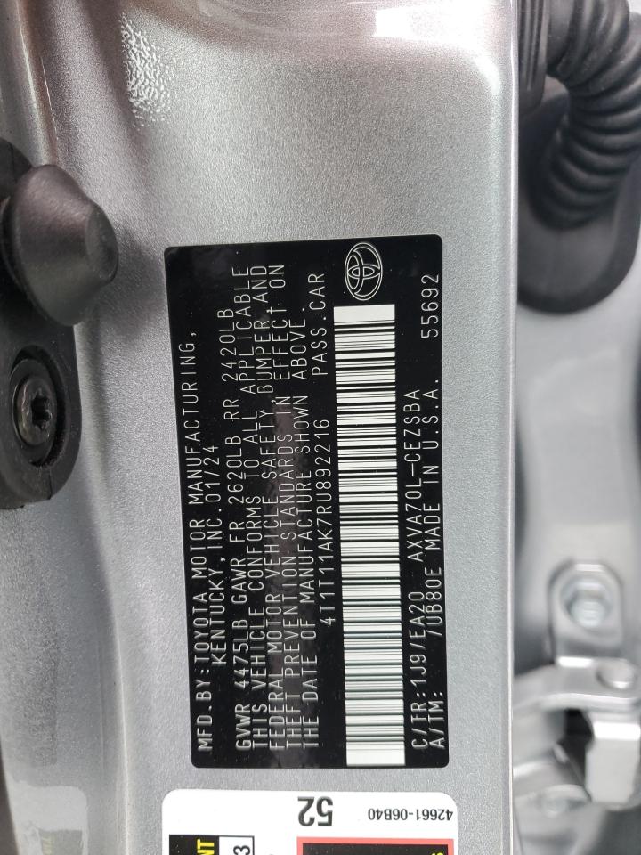 2024 TOYOTA CAMRY SE NIGHT SHADE VIN:4T1T11AK7RU892216