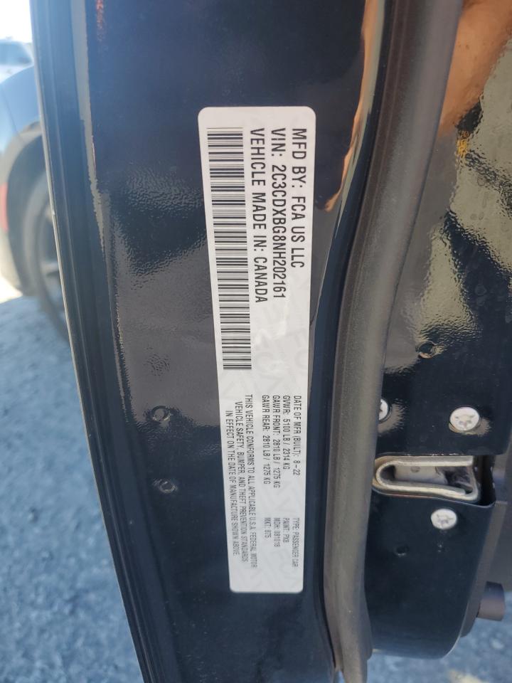 2022 DODGE CHARGER SXT VIN:2C3CDXBG8NH202161