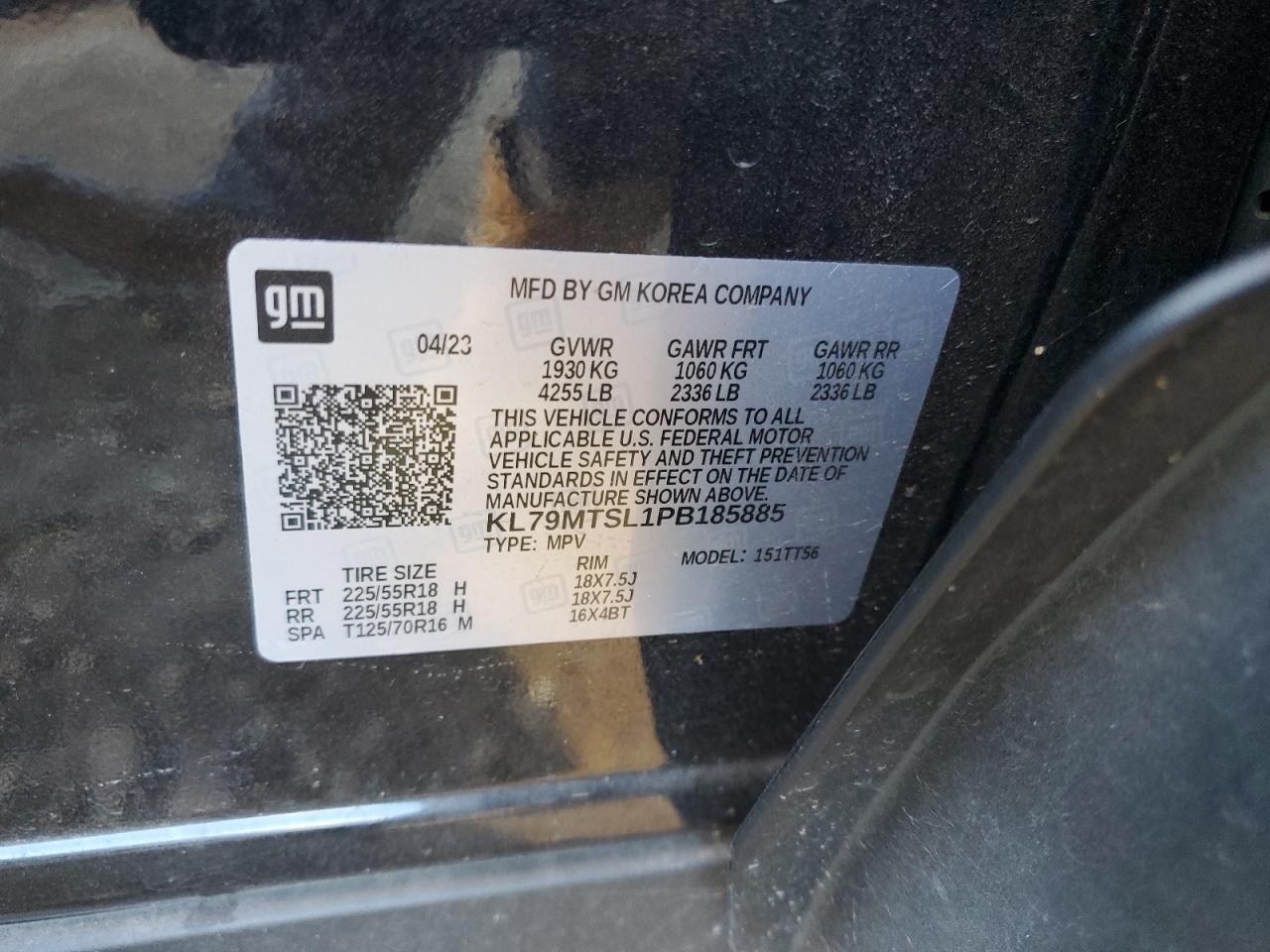 2023 CHEVROLET TRAILBLAZER RS VIN:KL79MTSL1PB185885