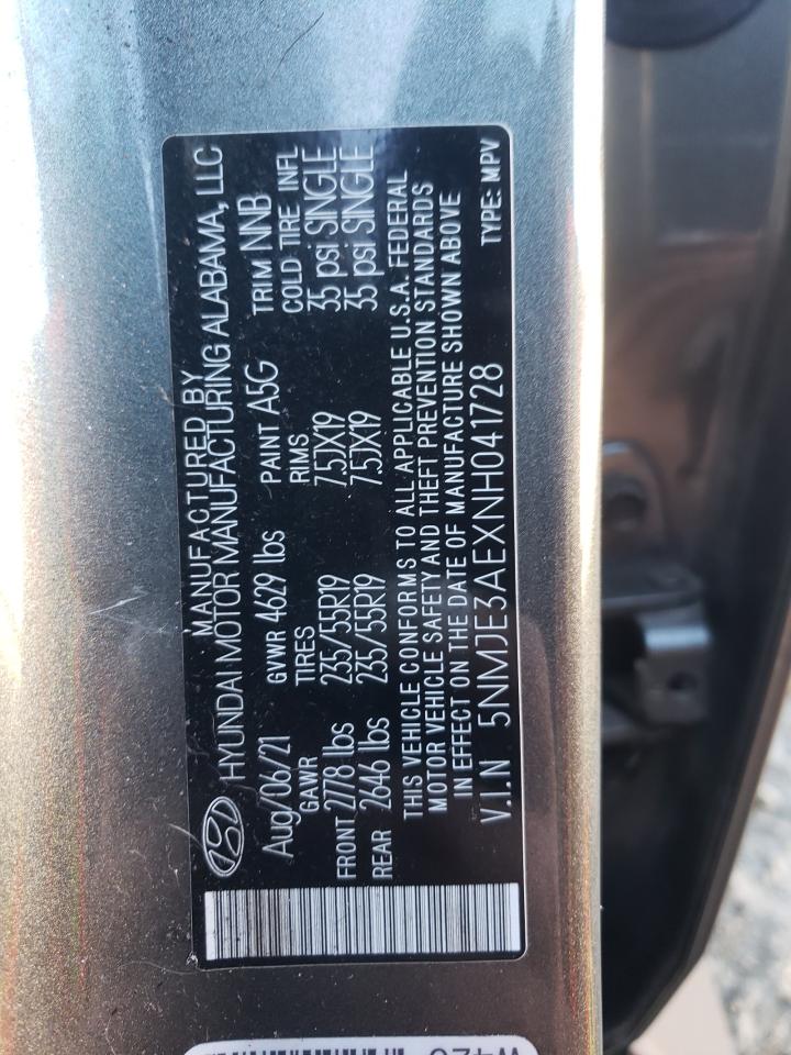 2022 HYUNDAI TUCSON LIMITED VIN:5NMJE3AEXNH041728