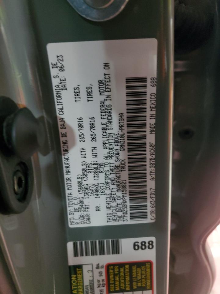 2023 TOYOTA TACOMA DOUBLE CAB VIN:3TMDZ5BNXPM158821