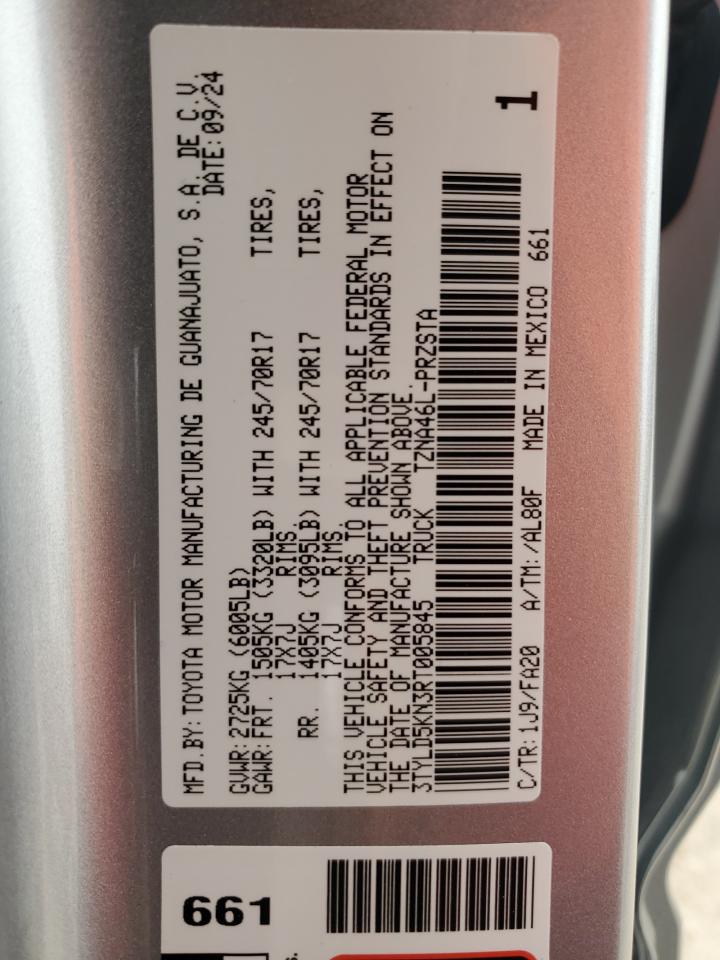 2024 TOYOTA TACOMA DOUBLE CAB VIN:3TYLD5KN3RT005845