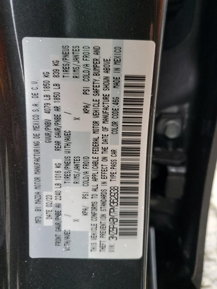 2023 MAZDA 3 SELECT VIN:3MZBPABM7PM362938