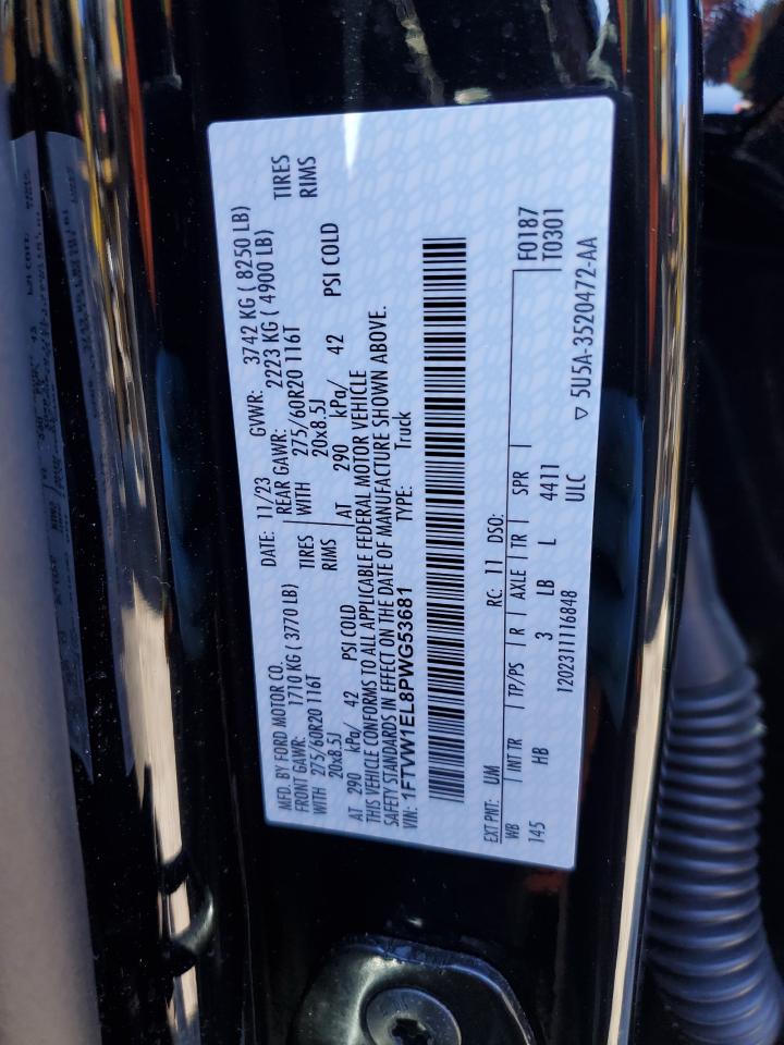 2023 FORD F150 LIGHTNING PRO VIN:1FTVW1EL8PWG53681