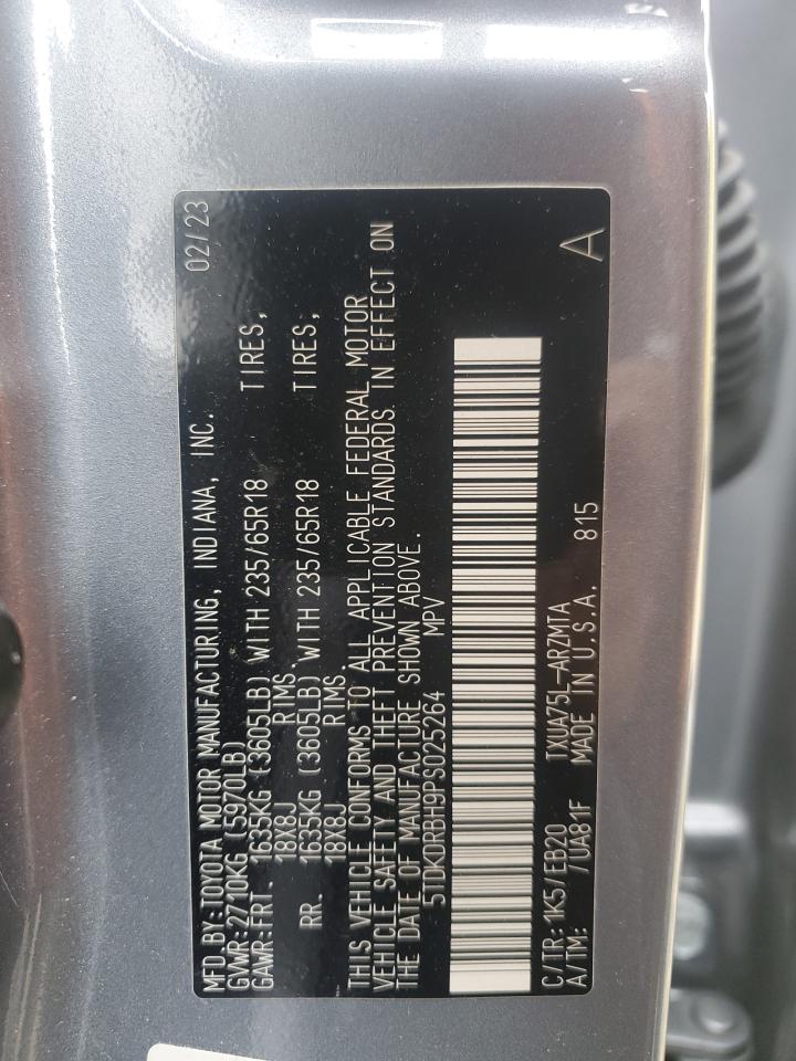 2023 TOYOTA HIGHLANDER L VIN:5TDKDRBH9PS025264