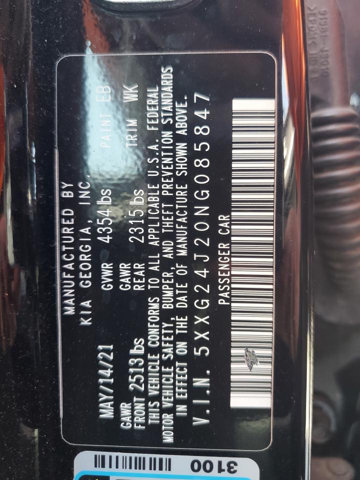 2022 KIA K5 LX VIN:5XXG24J20NG085847