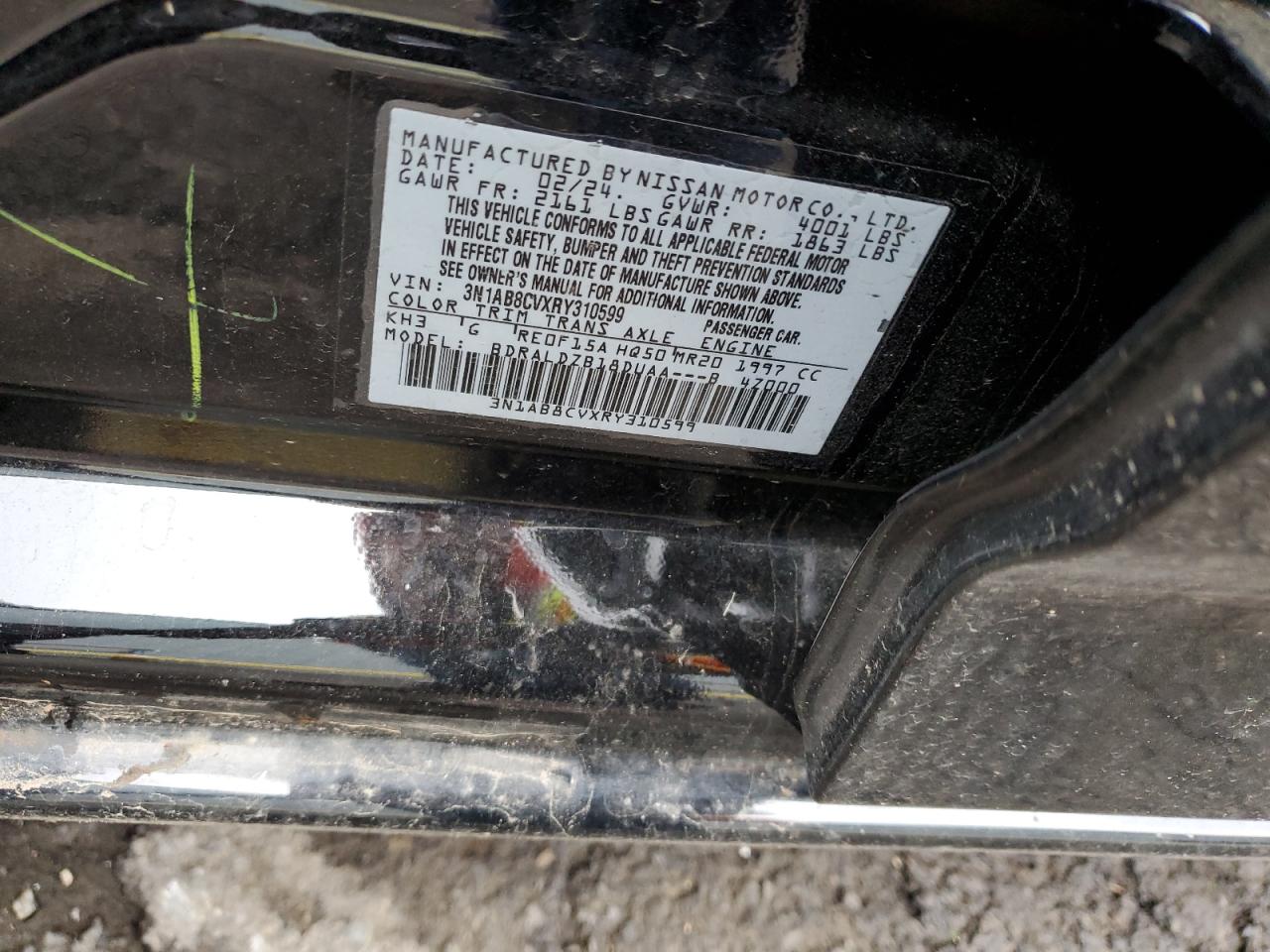 2024 NISSAN SENTRA SV VIN:3N1AB8CVXRY310599