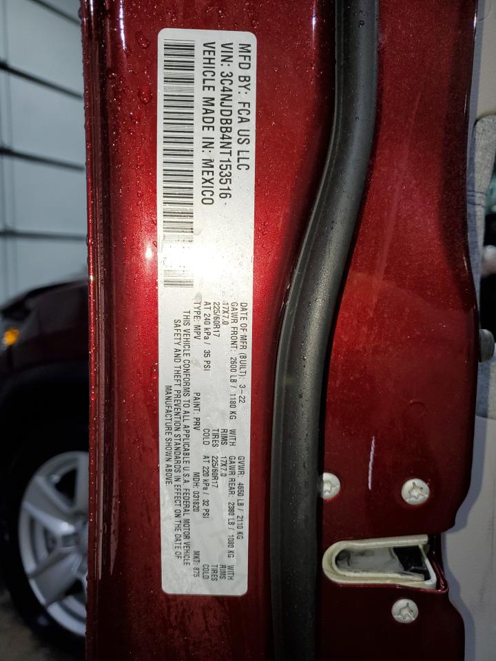 2022 JEEP COMPASS LATITUDE VIN:3C4NJDBB4NT153516