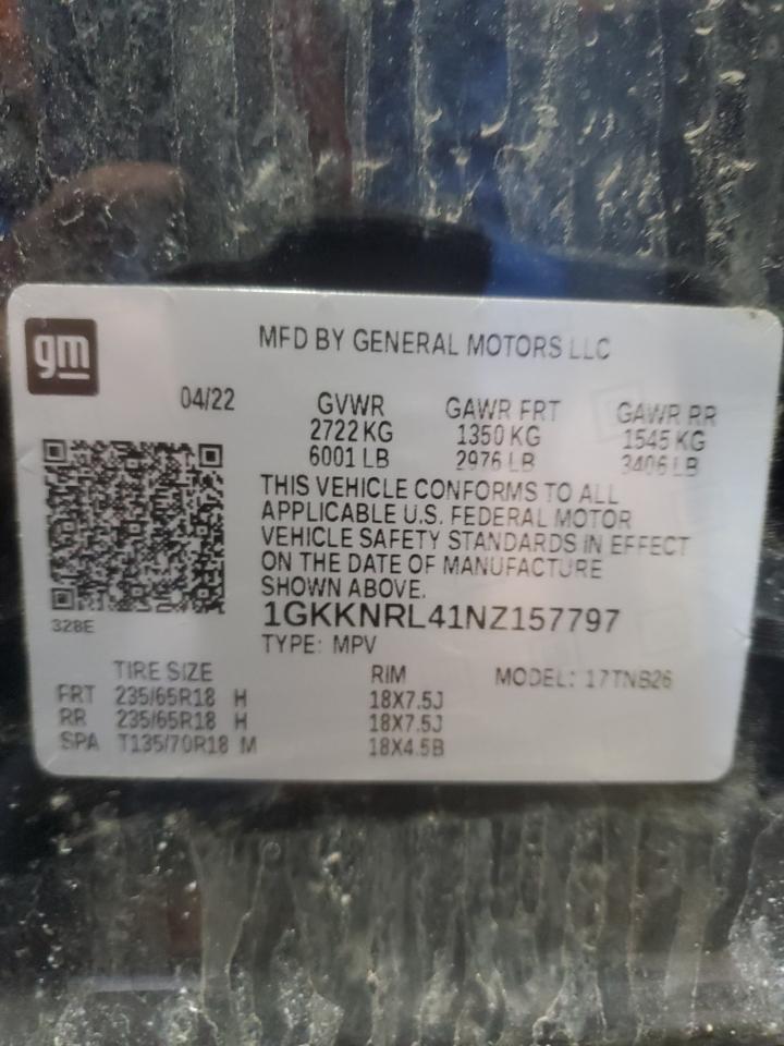 2022 GMC ACADIA SLE VIN:1GKKNRL41NZ157797