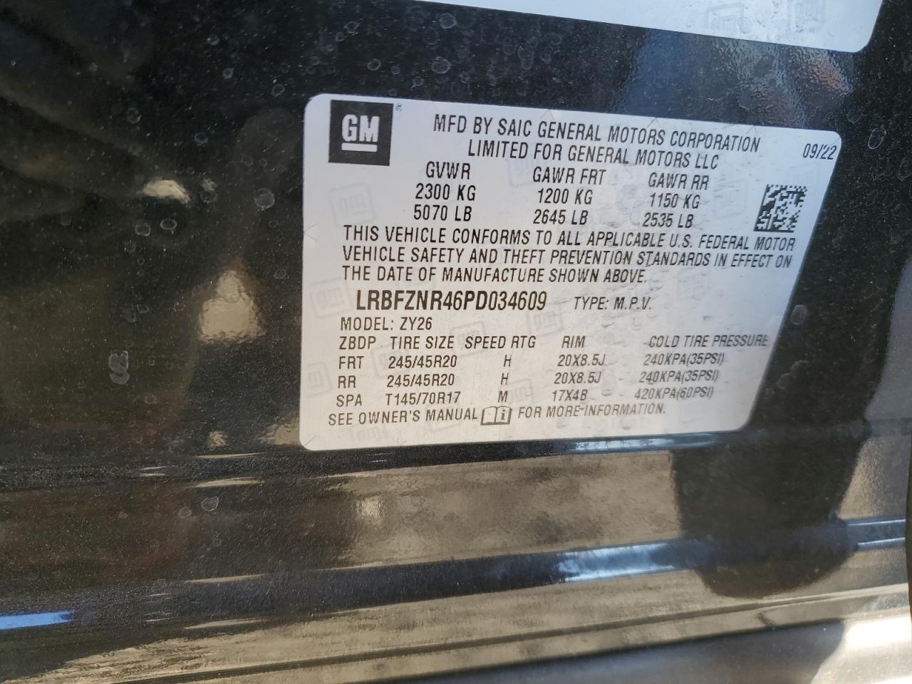 2023 BUICK ENVISION ESSENCE VIN:LRBFZNR46PD034609