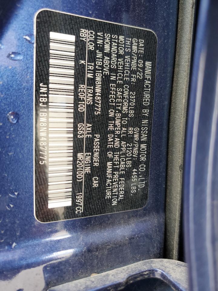 2022 NISSAN ROGUE SPORT SV VIN:JN1BJ1BW8NW487775