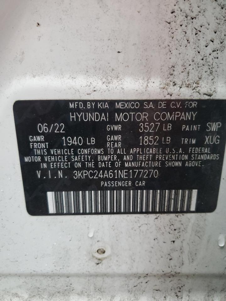 2022 HYUNDAI ACCENT SE VIN:3KPC24A61NE177270