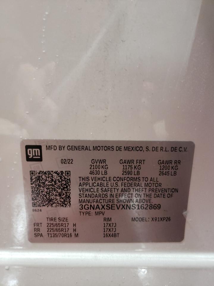 2022 CHEVROLET EQUINOX LS VIN:3GNAXSEVXNS162869