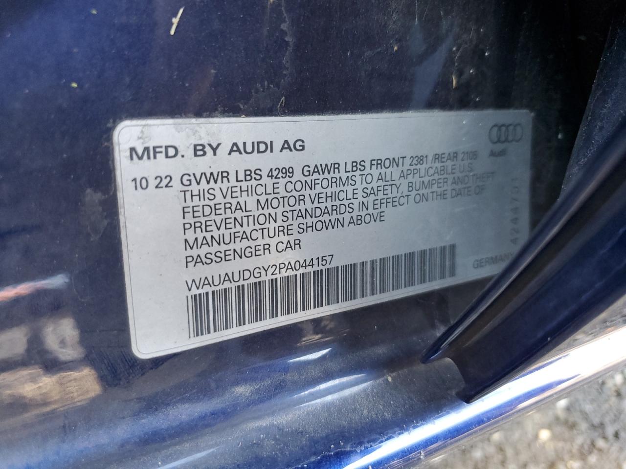 2023 AUDI A3 PREMIUM VIN:WAUAUDGY2PA044157