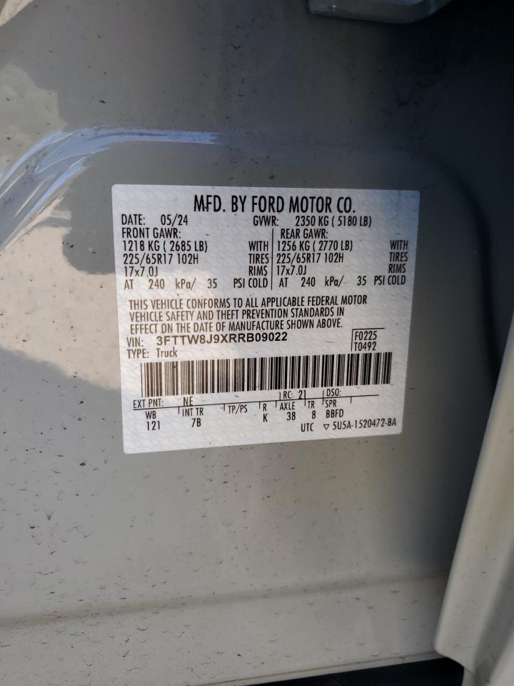 2024 FORD MAVERICK XLT VIN:3FTTW8J9XRRB09022