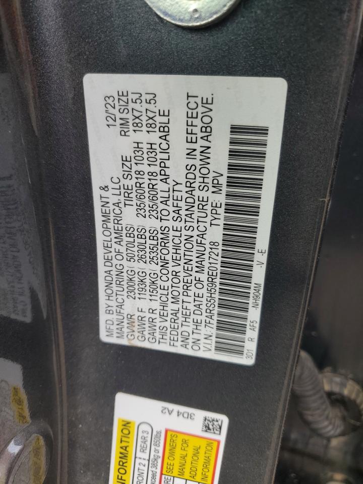 2024 HONDA CR-V SPORT VIN:7FARS5H59RE017218