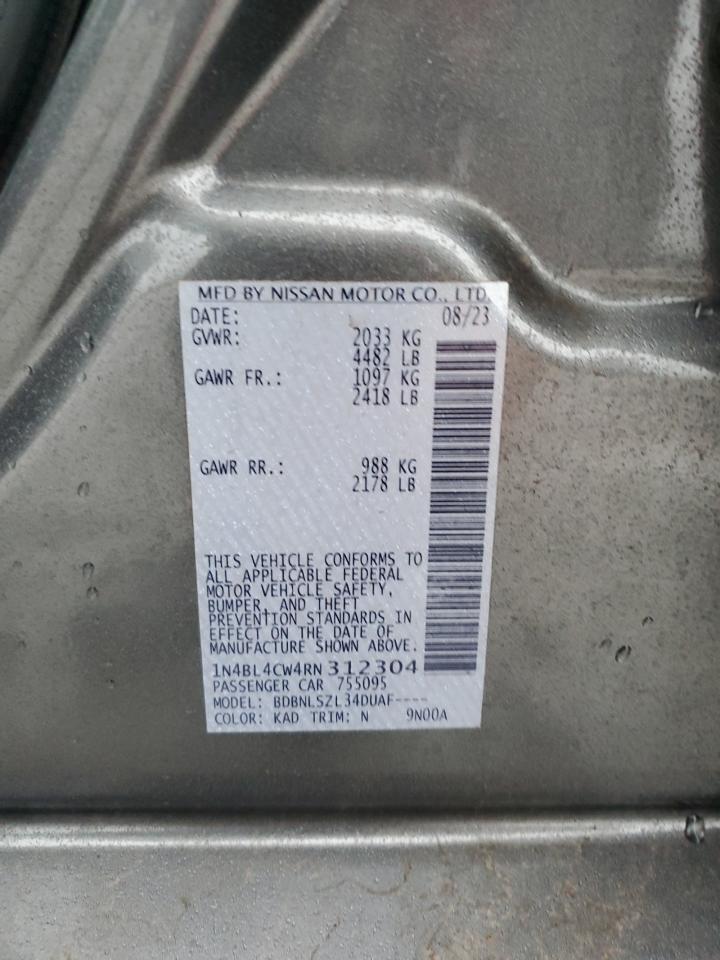 2024 NISSAN ALTIMA SR VIN:1N4BL4CW4RN312304