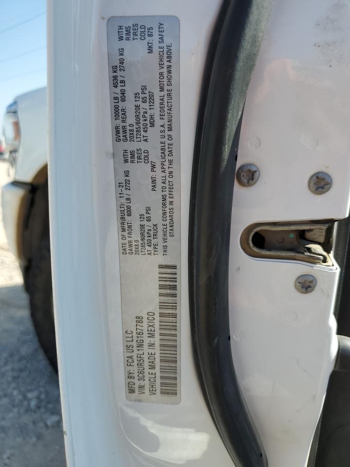 2022 RAM 2500 LARAMIE VIN:3C6UR5FL1NG167788