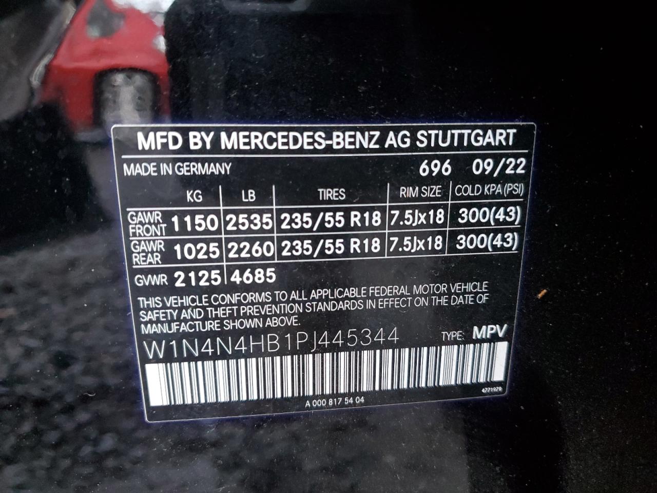 2023 MERCEDES-BENZ GLA 250 4MATIC VIN:W1N4N4HB1PJ445344