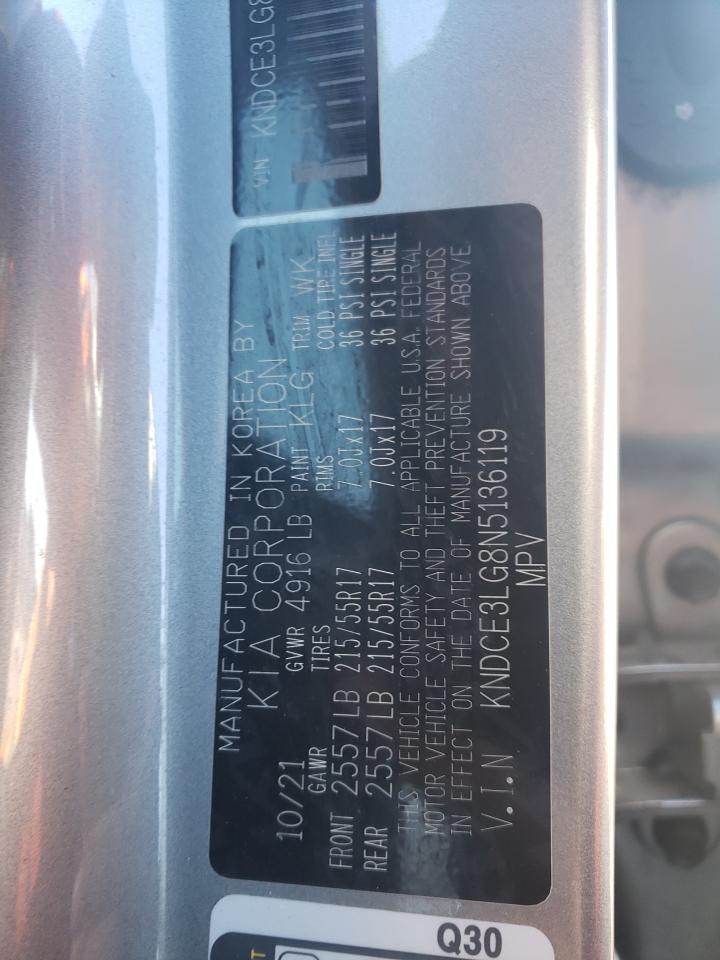 2022 KIA NIRO EX PREMIUM VIN:KNDCE3LG8N5136119