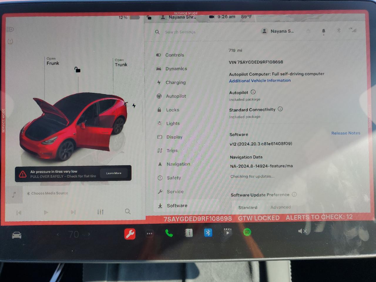 2024 TESLA MODEL Y  VIN:7SAYGDED9RF108698