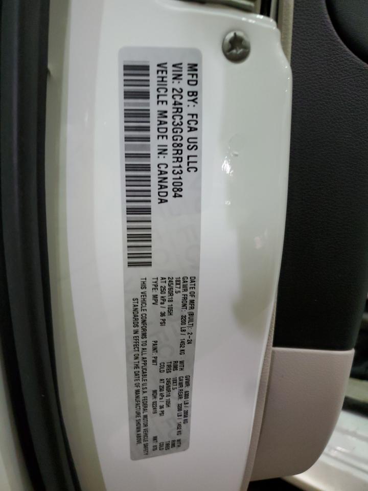 2024 CHRYSLER PACIFICA LIMITED VIN:2C4RC3GG8RR131084