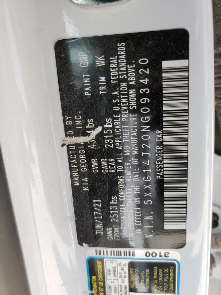 2022 KIA K5 LXS VIN:5XXG14J20NG093420