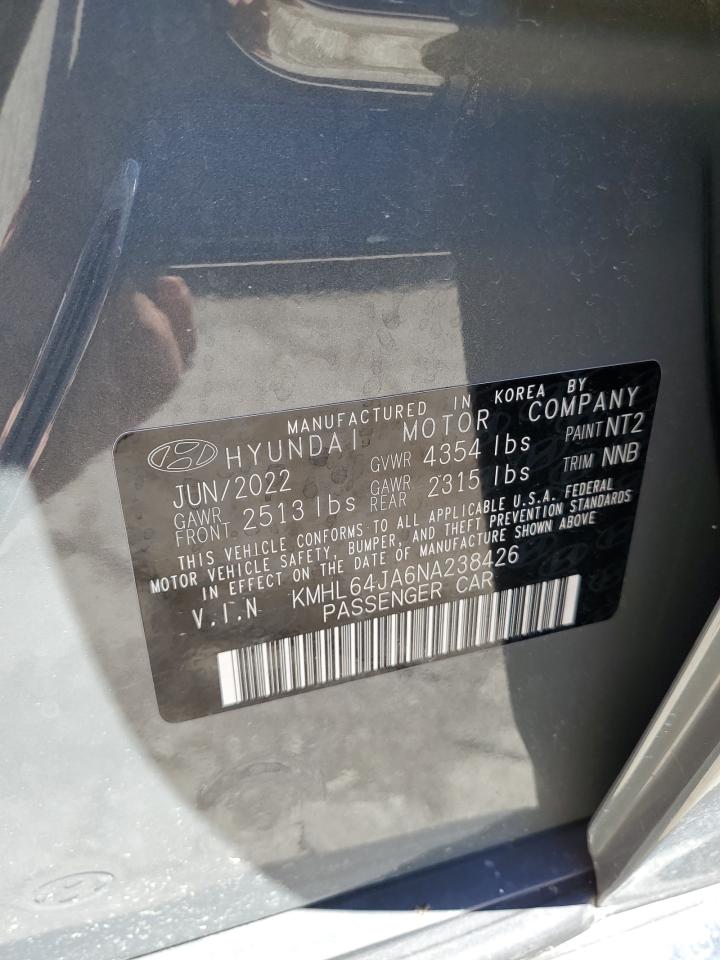2022 HYUNDAI SONATA SEL VIN:KMHL64JA6NA238426