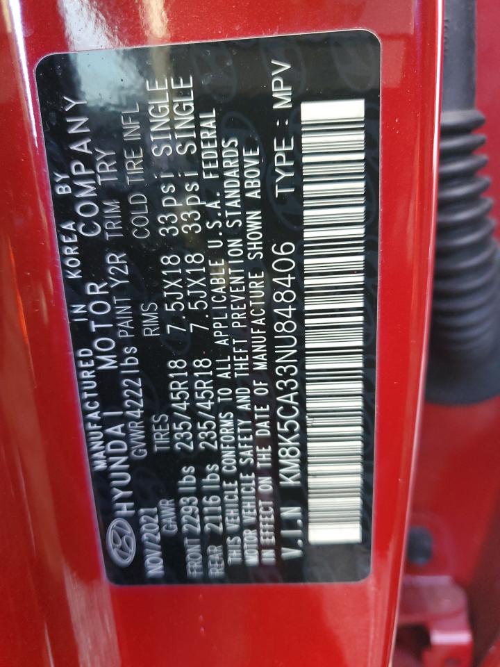 2022 HYUNDAI KONA LIMITED VIN:KM8K5CA33NU848406