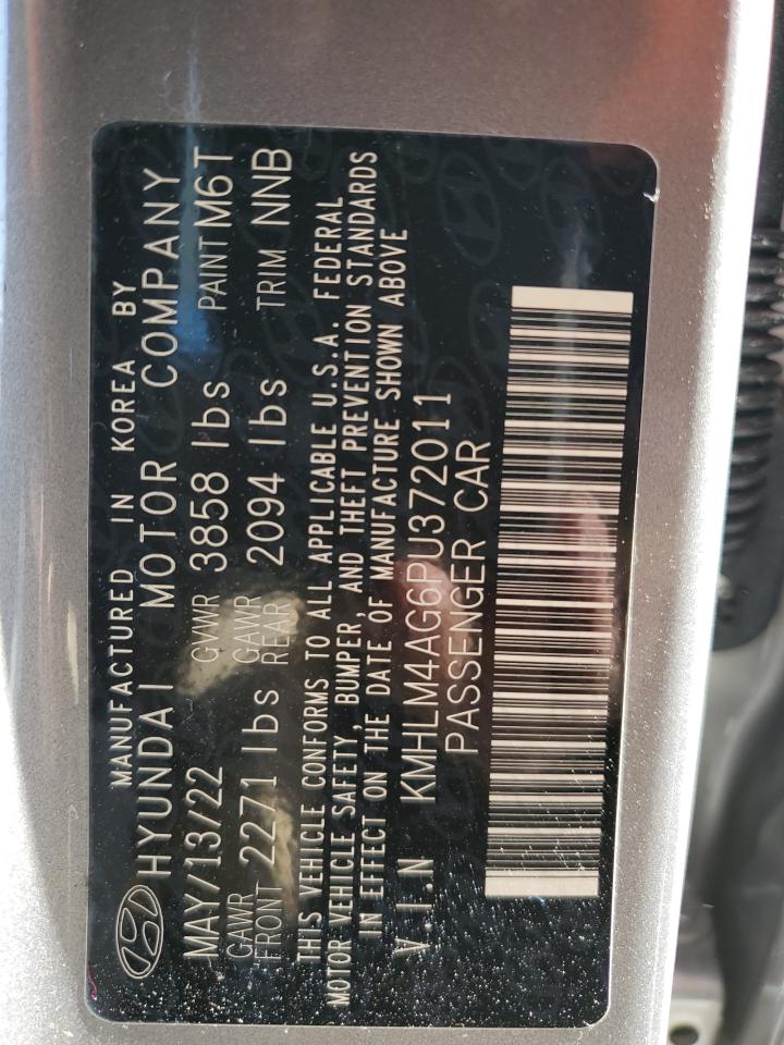 2023 HYUNDAI ELANTRA SEL VIN:KMHLM4AG6PU372011