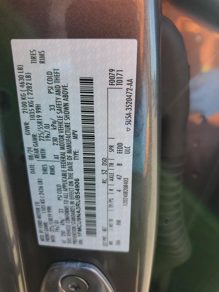 2024 FORD ESCAPE ST LINE SELECT VIN:1FMCU9NA3RUB54906