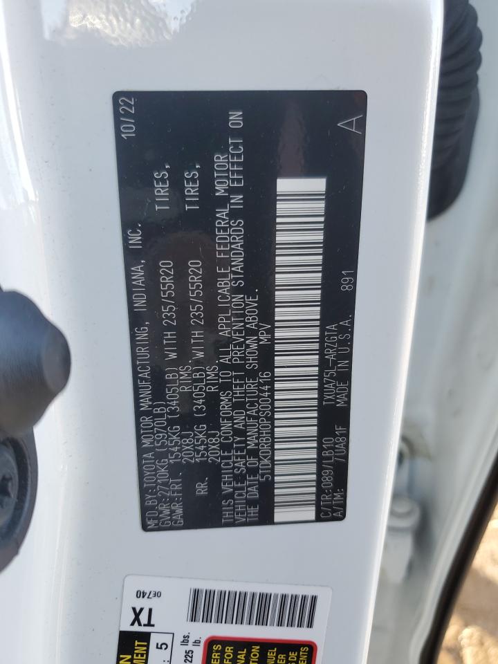 2023 TOYOTA HIGHLANDER L VIN:5TDKDRBH0PS004416