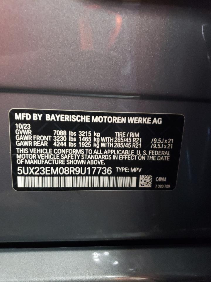2024 BMW X7 XDRIVE40I VIN:5UX23EM08R9U17736