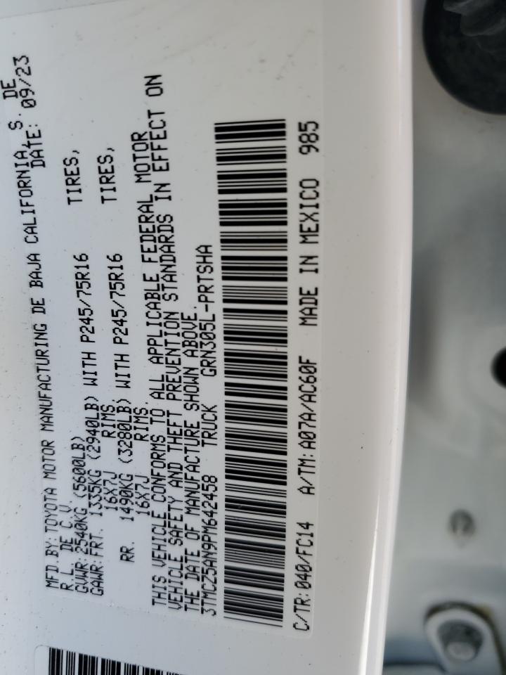 2023 TOYOTA TACOMA DOUBLE CAB VIN:3TMCZ5AN9PM642458