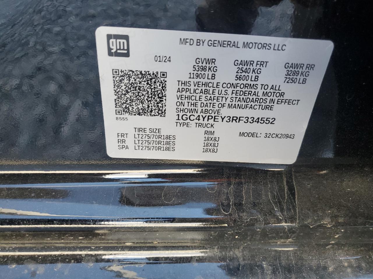 2024 CHEVROLET SILVERADO K2500 HEAVY DUTY LTZ VIN:1GC4YPEY3RF334552