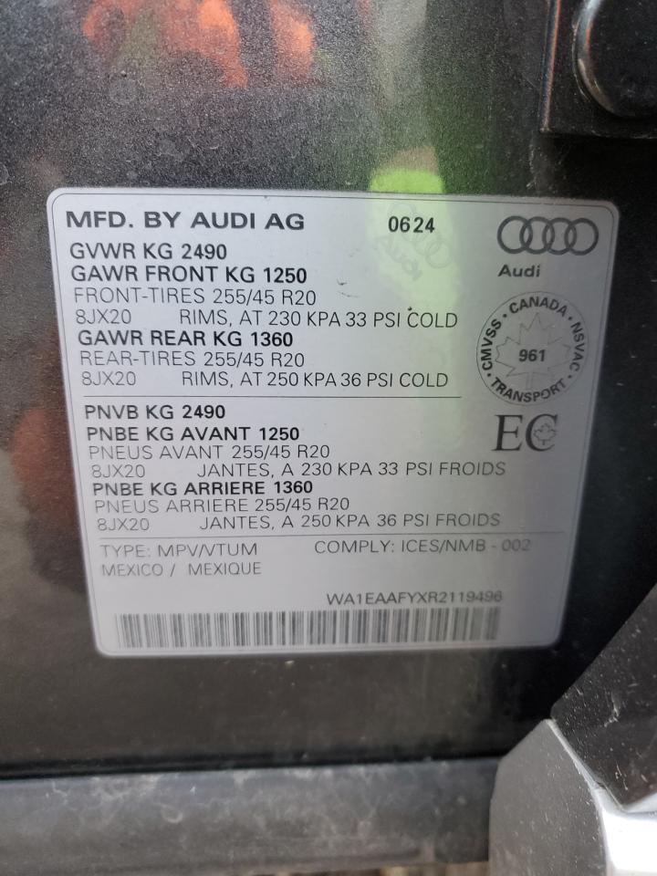 2024 AUDI Q5 PREMIUM PLUS 45 VIN:WA1EAAFYXR2119496