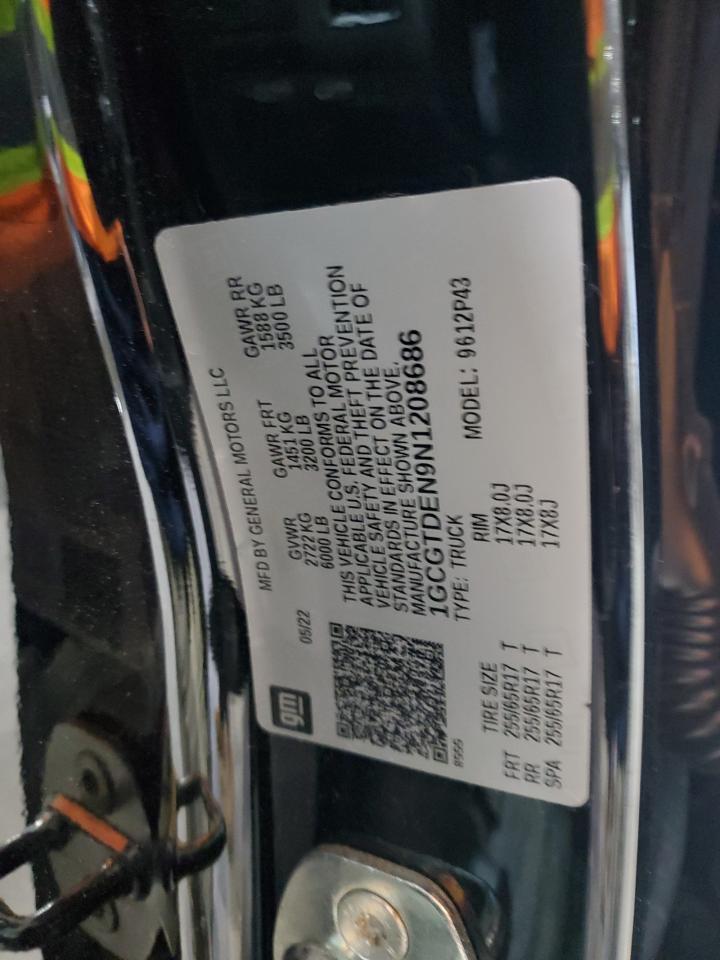 2022 CHEVROLET COLORADO Z71 VIN:1GCGTDEN9N1208686