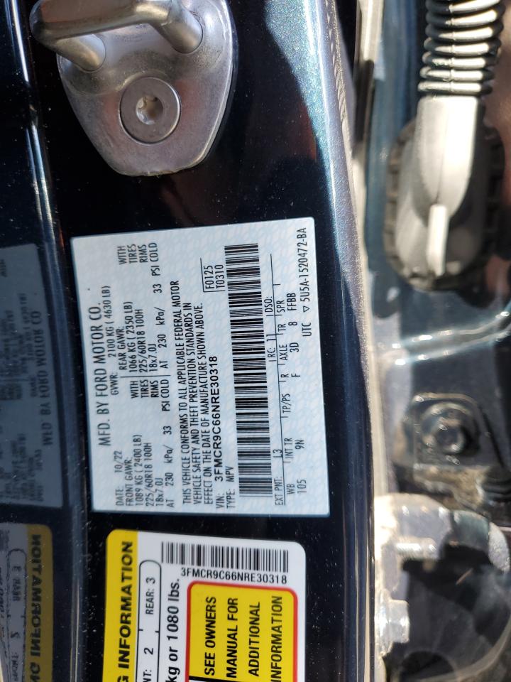2022 FORD BRONCO SPORT OUTER BANKS VIN:3FMCR9C66NRE30318