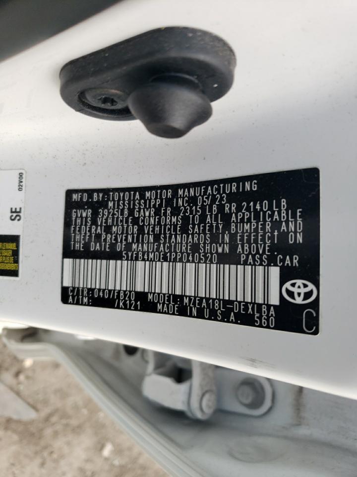 2023 TOYOTA COROLLA LE VIN:5YFB4MDE1PP040520