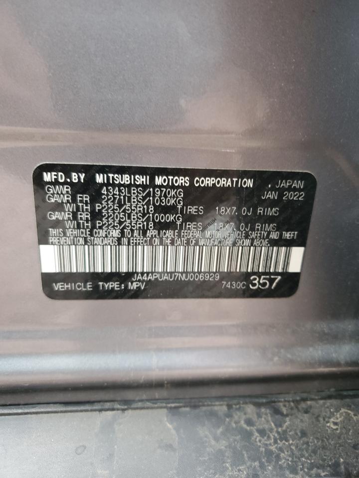 2022 MITSUBISHI OUTLANDER SPORT ES VIN:JA4APUAU7NU006929